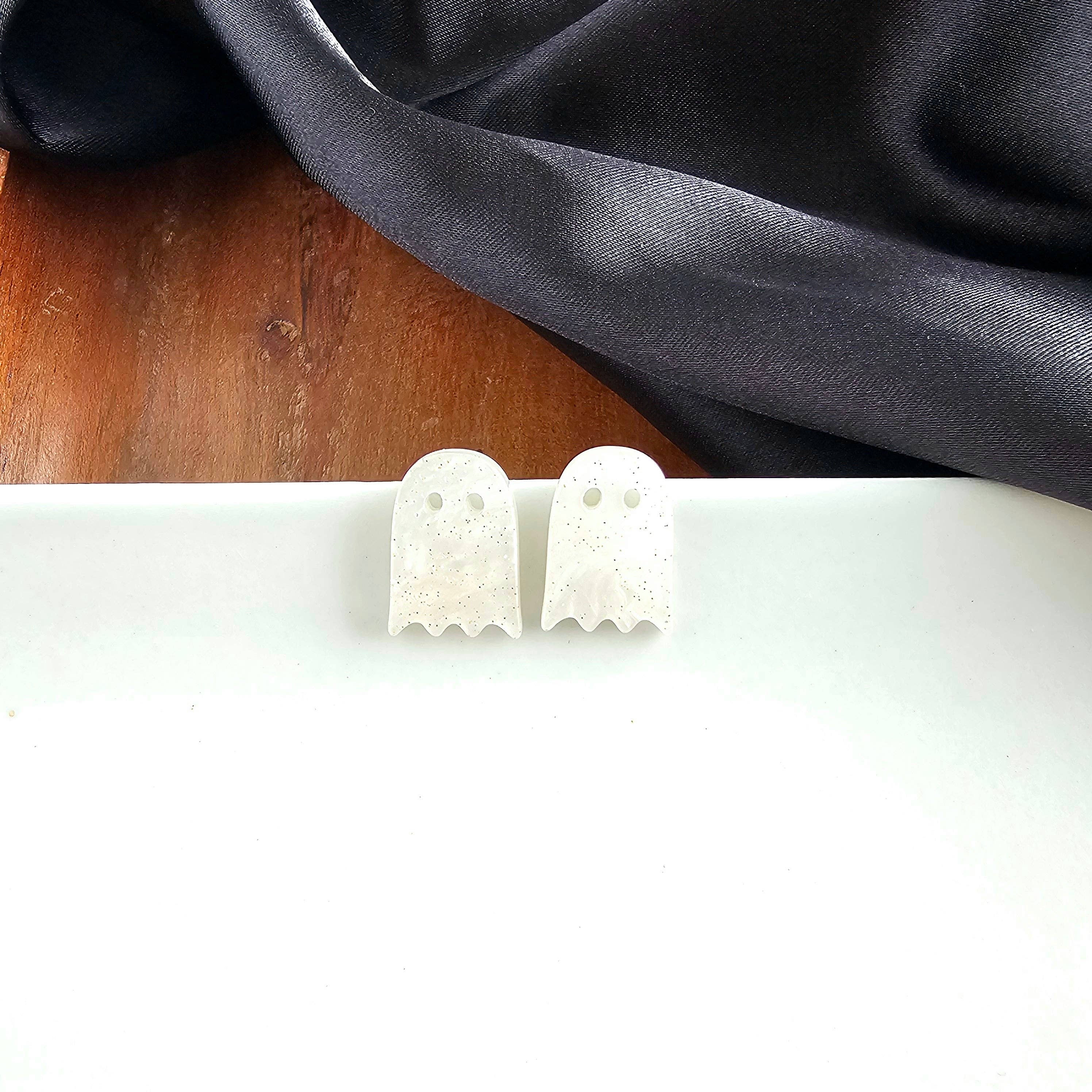 White Shimmer Mini Ghost Studs