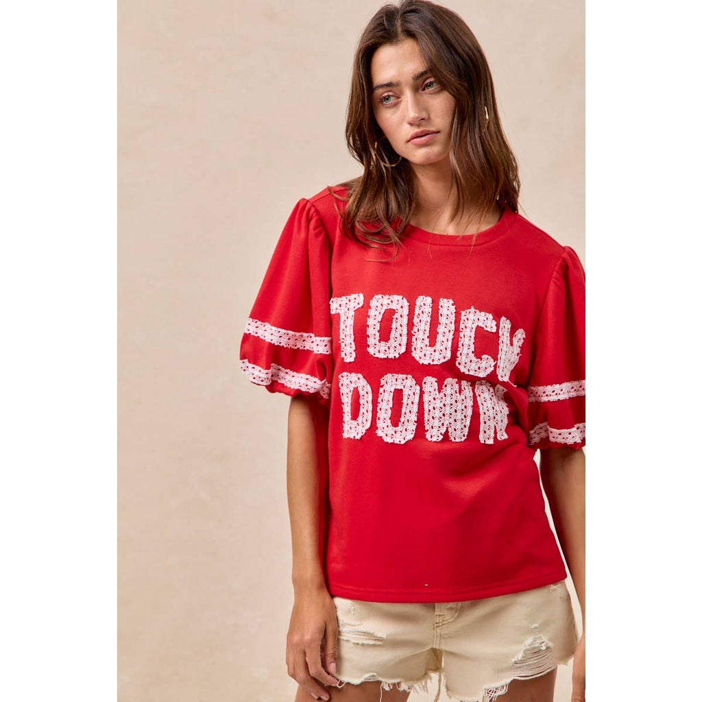Red Touch Down Patchwork Top