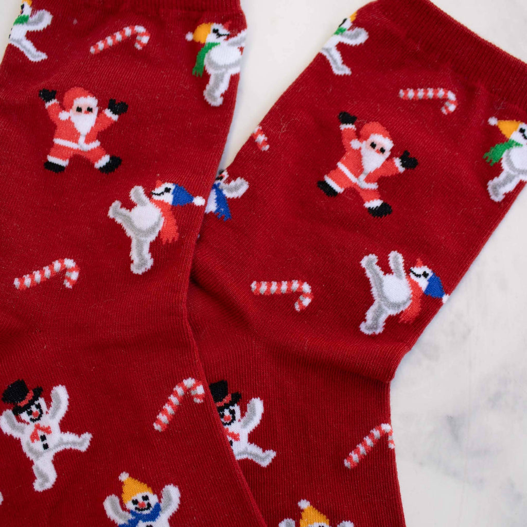 Green Women's Christmas Santa and Snowman Socks