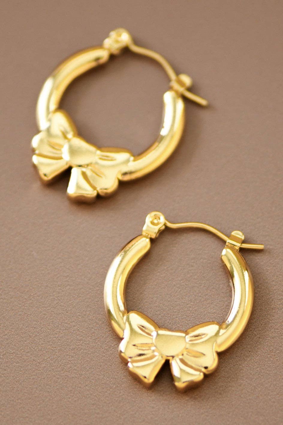 Gold Bow Stainless Steel Hoop Earrings