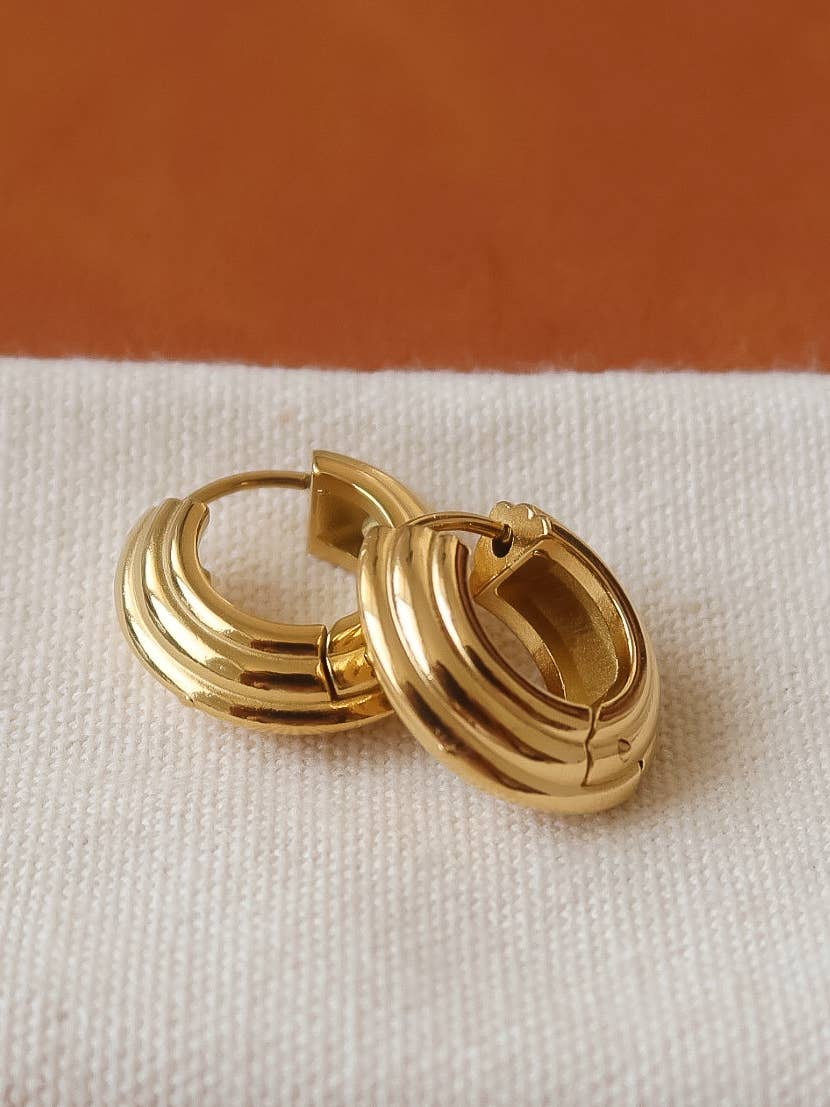 Yellow Gold Juliette 18K Gold Non-Tarnish Chunky Hoop Earrings