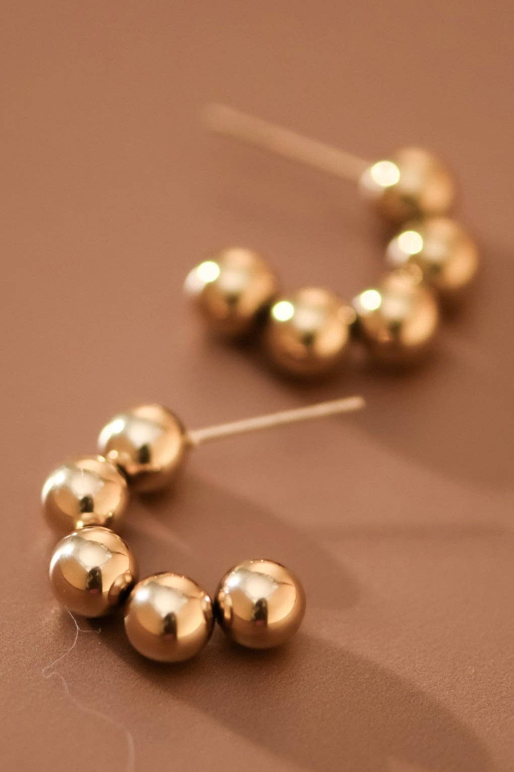 Gold Ball Stainless Steel Hoop Earrings
