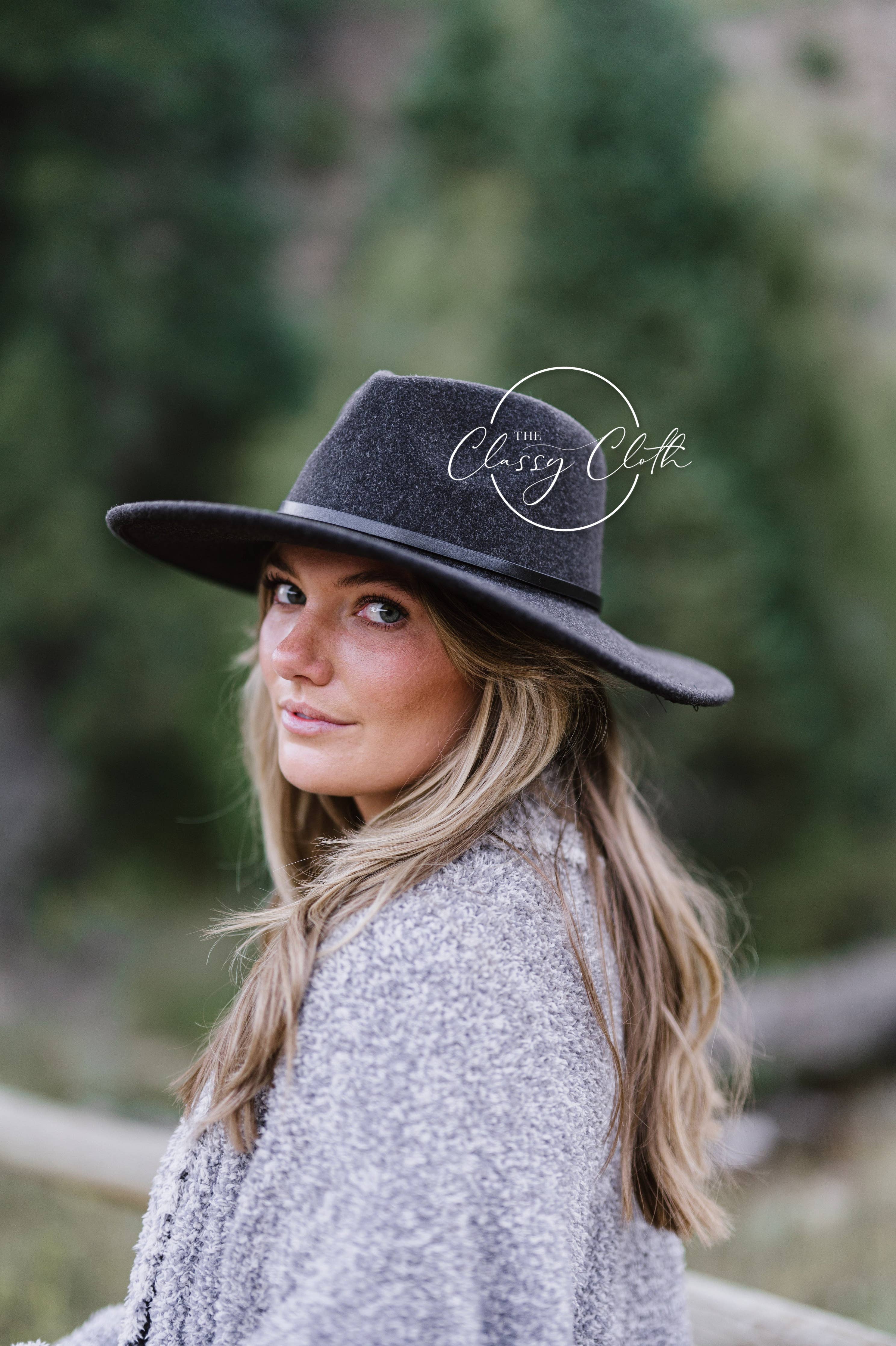Black Wool Blend Wide Brim Western Hat
