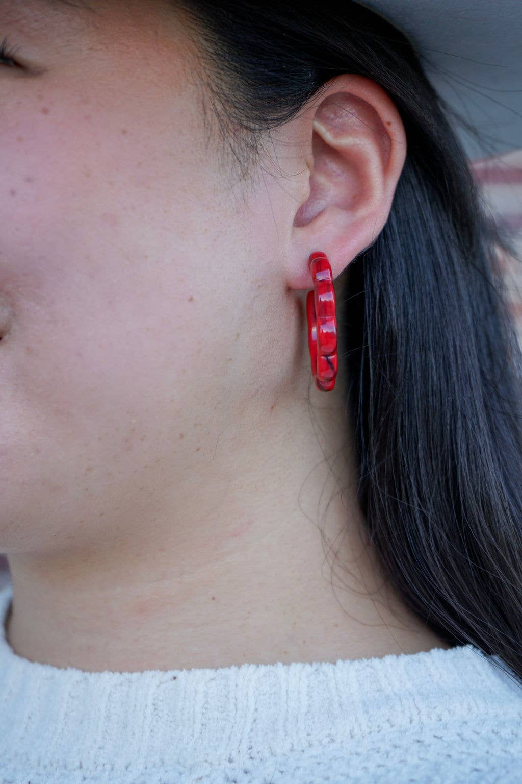 Crimson Red Scarlett Hoops