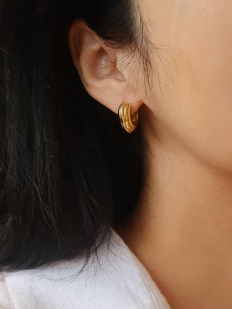 Yellow Gold Juliette 18K Gold Non-Tarnish Chunky Hoop Earrings