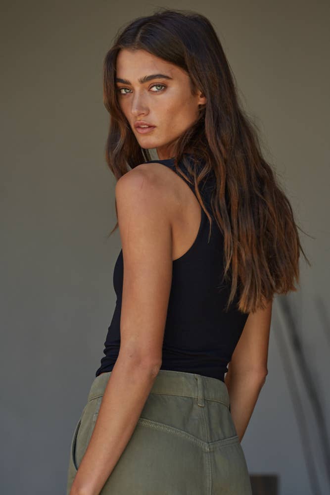 Black Double Layered Seamless Top