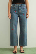 Denim Embroidered Pants