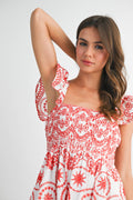 Red Embroidered Maxi Sundress