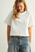 White Short Sleeve Linen Top