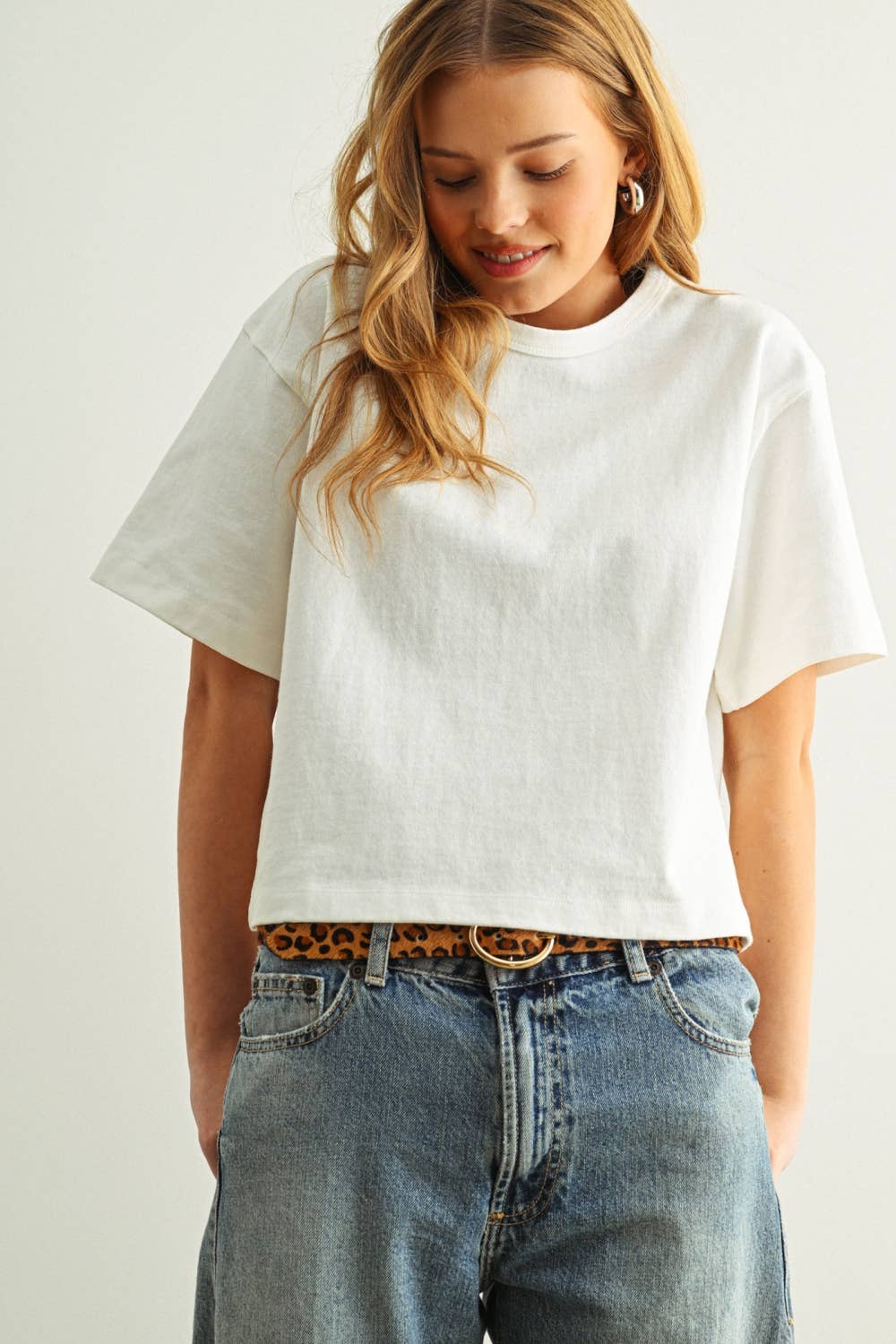 White Short Sleeve Linen Top