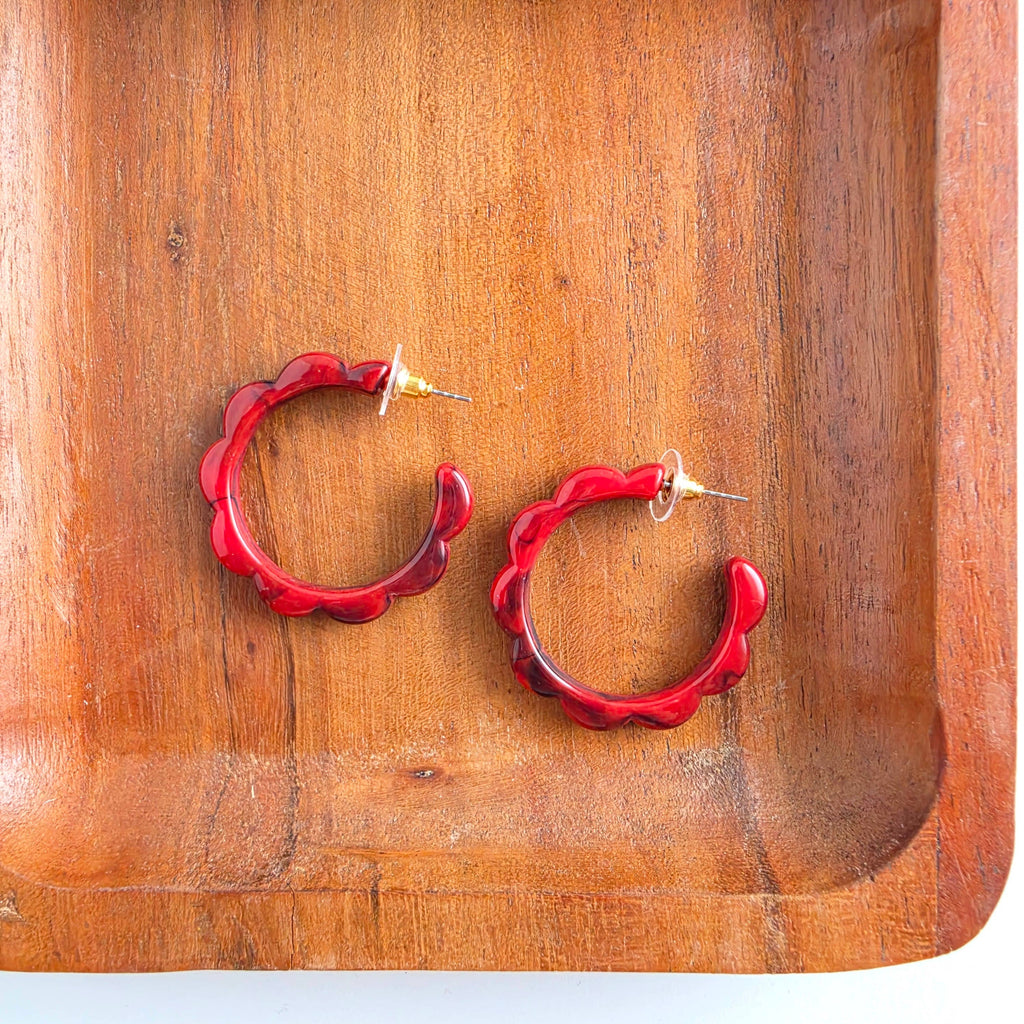 Crimson Red Scarlett Hoops