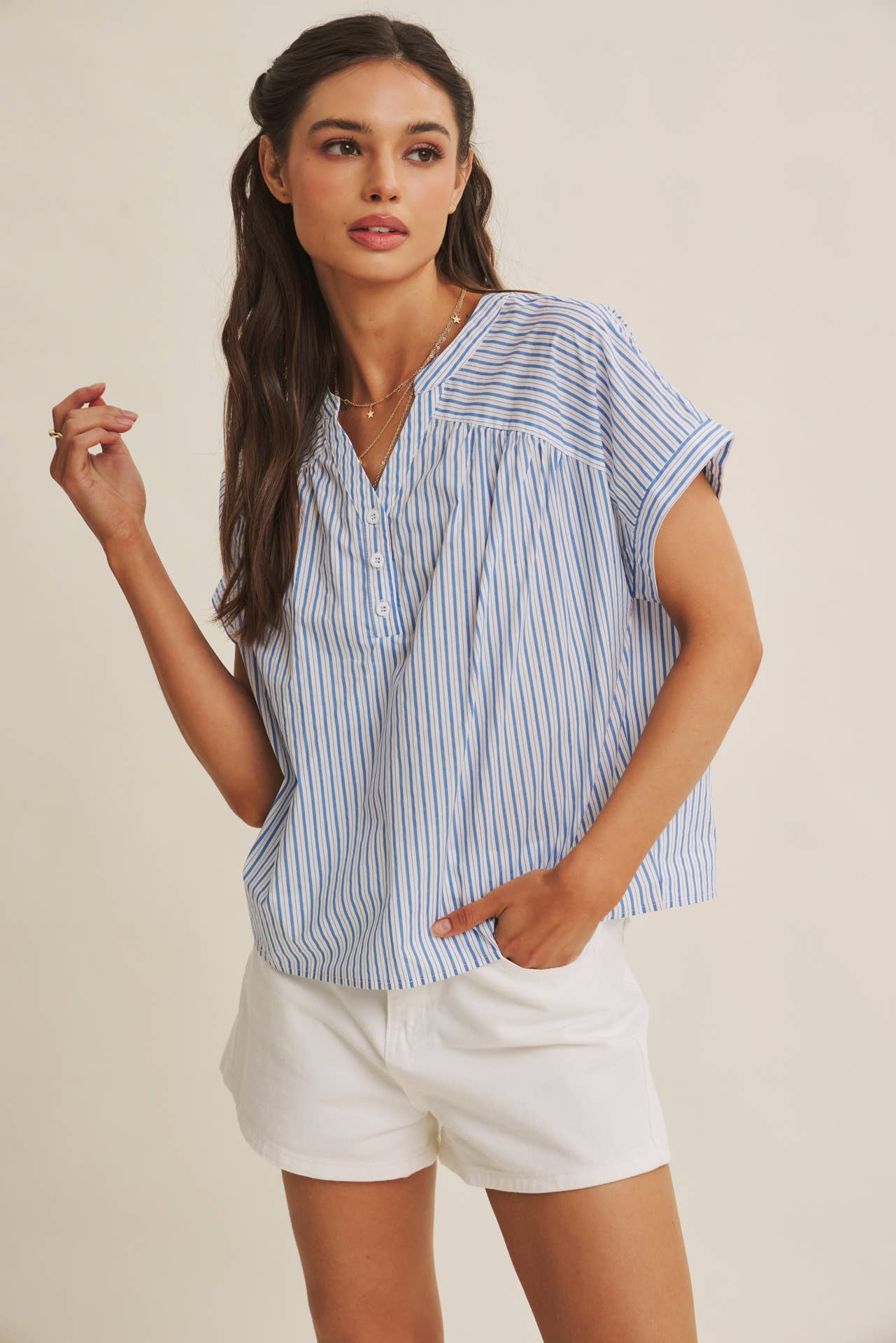 Cool Blue Harbor Morning Blouse