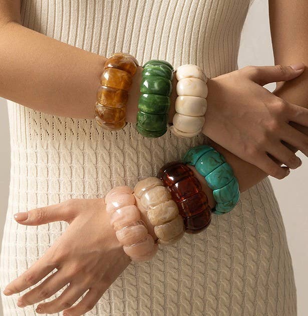Tort Color-Block Acrylic Stretch Cord Bracelet