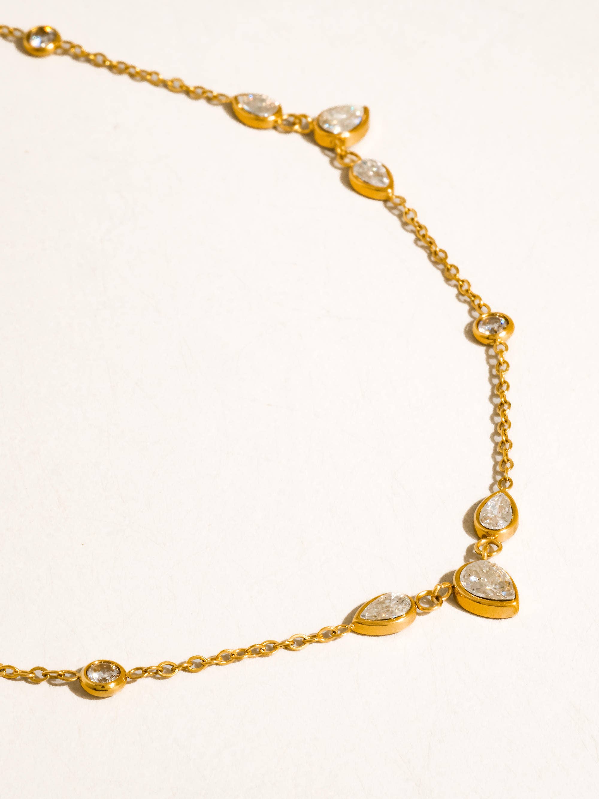 Yellow Gold Elarae 18K Gold Non-Tarnish CZ Teardrop Layered Necklace