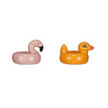 Hand-Painted Stoneware Floating Flamingo/Duck Pool Float, 2 Styles