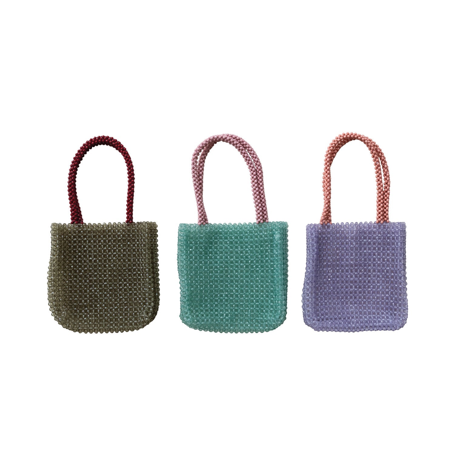 Handmade Acrylic Beaded Two-Tone Handbag, 3 Styles