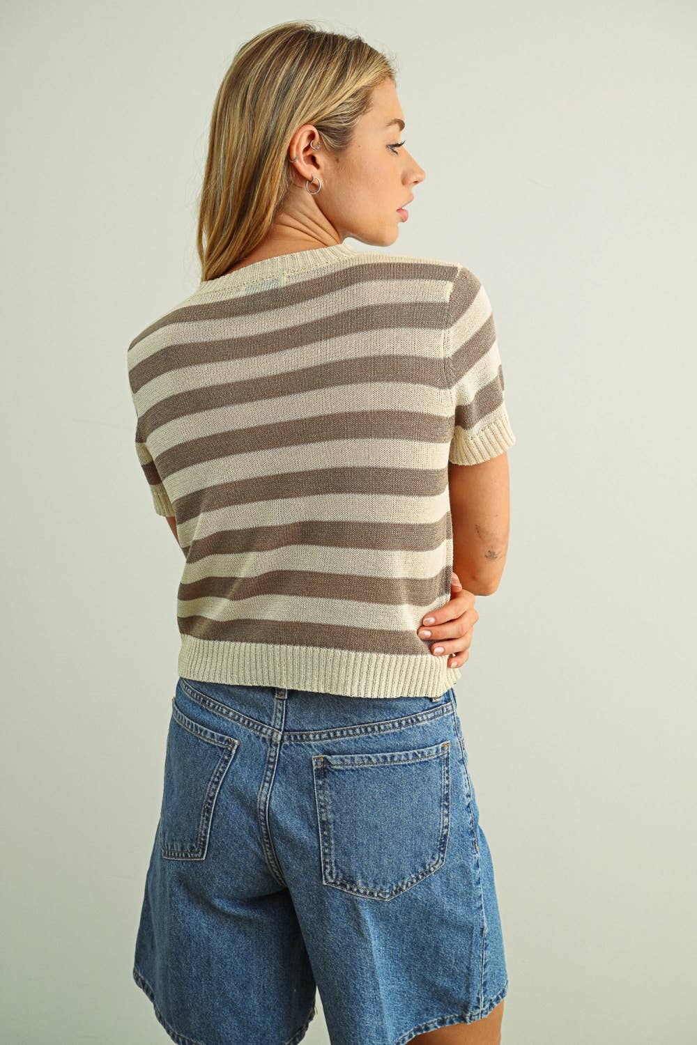 Mocha Stripe Knitted Top