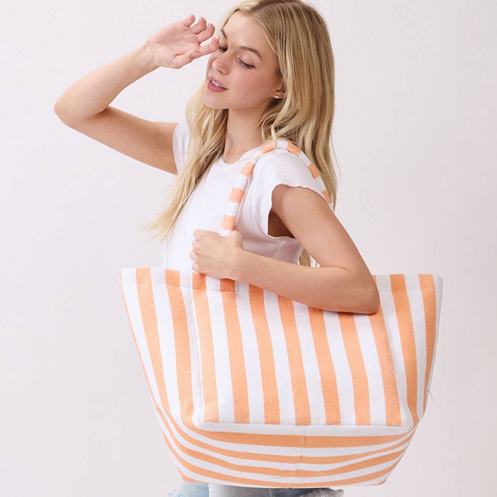 Yellow Striped Terry Tote Bag