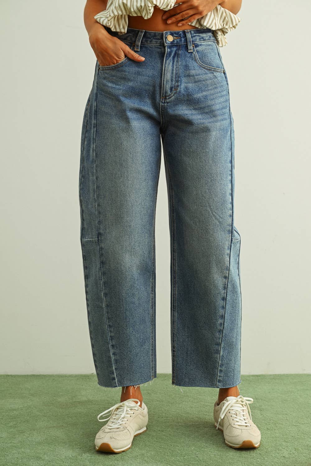 Denim Medium Wash Barrel Pant