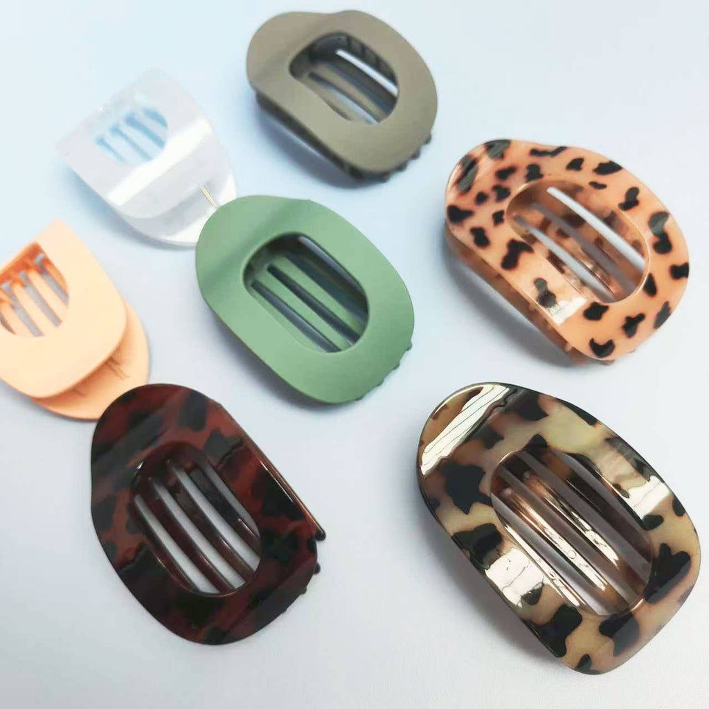Leopard Oval Flat Hair Clip for Women