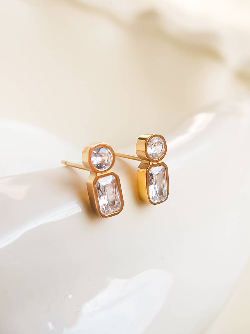 Yellow Gold Zaid 18K Gold Non-Tarnish Mini CZ Stud