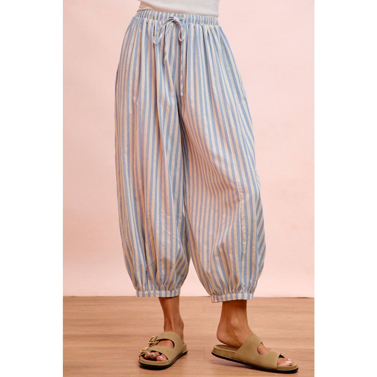 Light Blue Stripes Balloon Pants