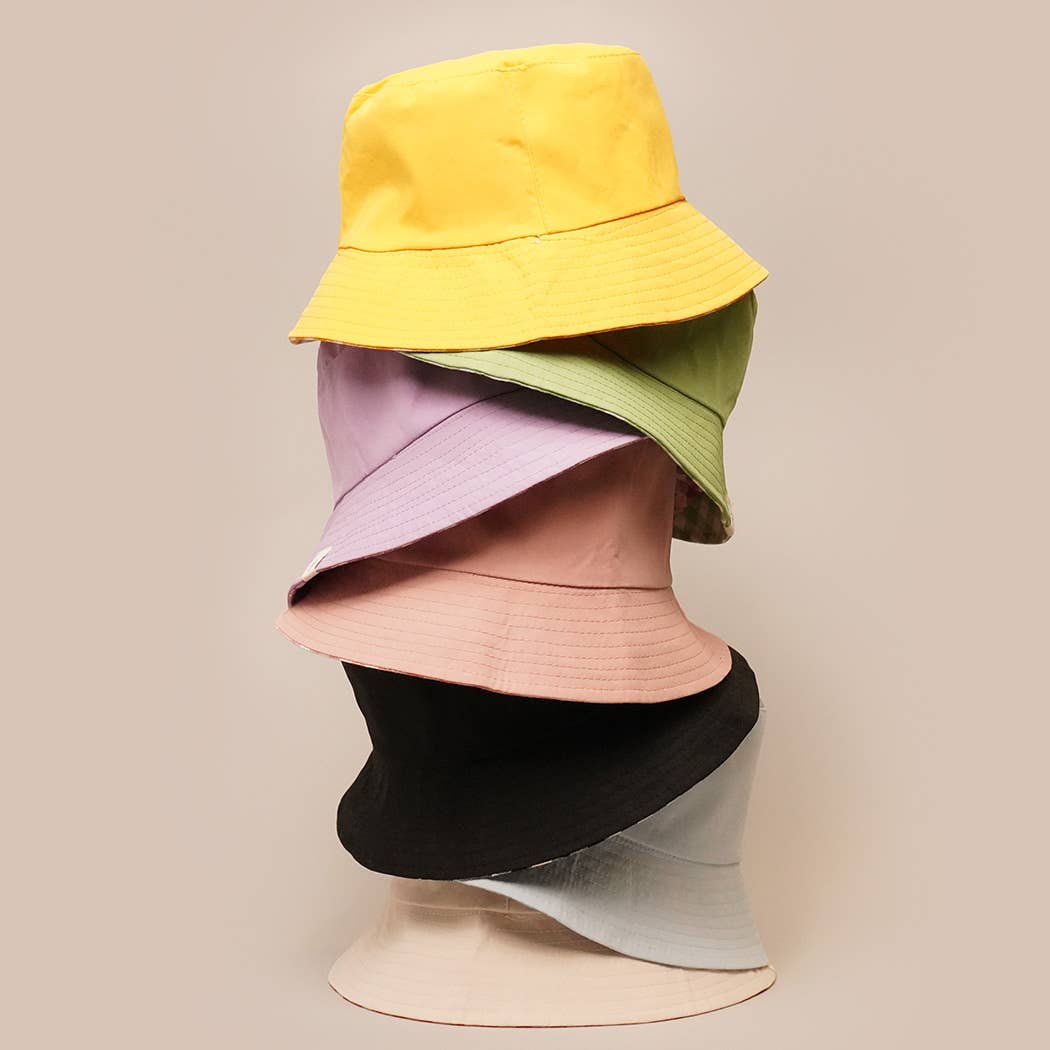 Dusty Blue Gingham Reversible Bucket Hat