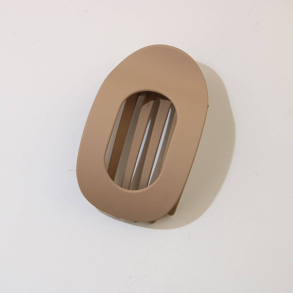 Khaki Oval Flat Hair Clip for Women
