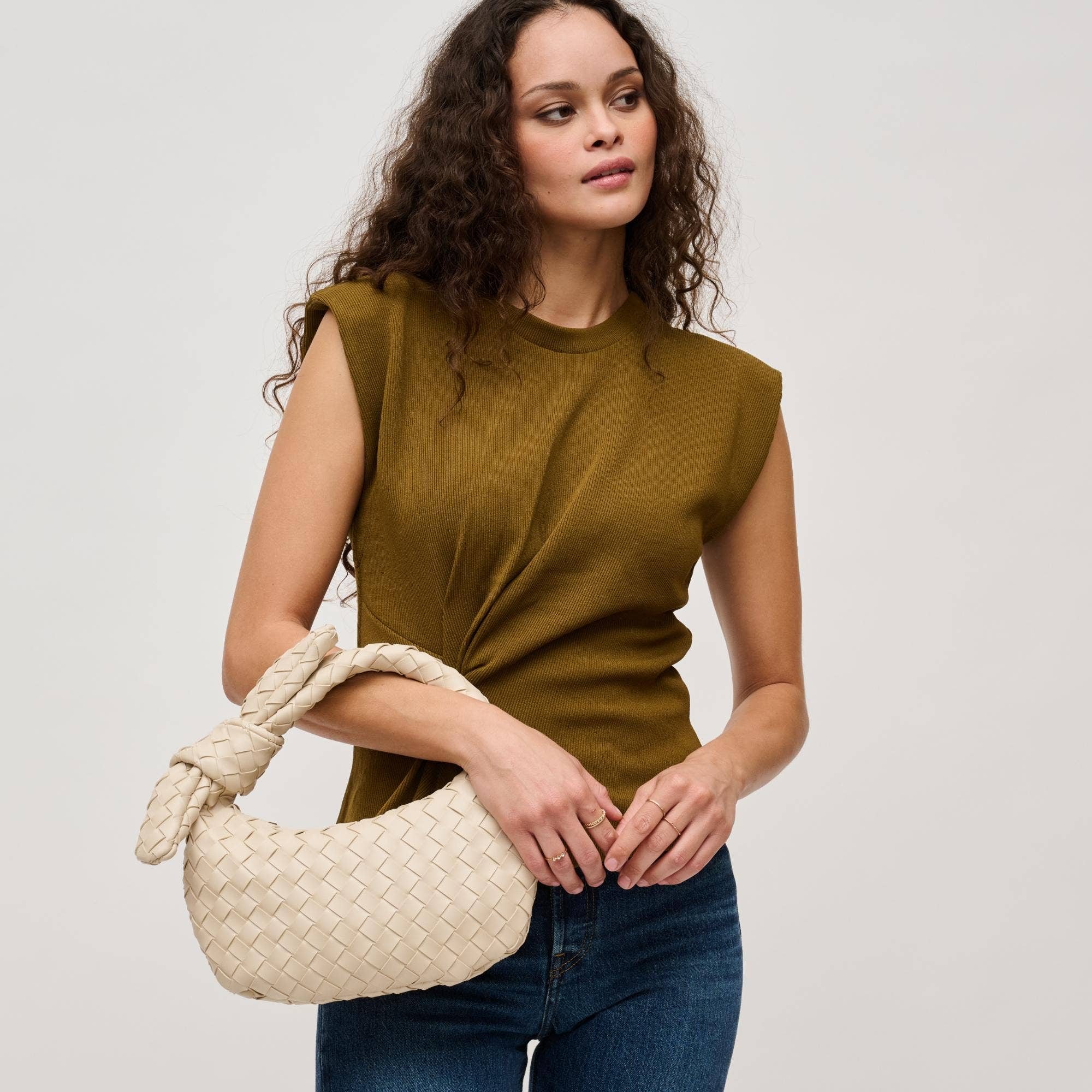 Oatmilk Lizbeth Woven Knot Clutch