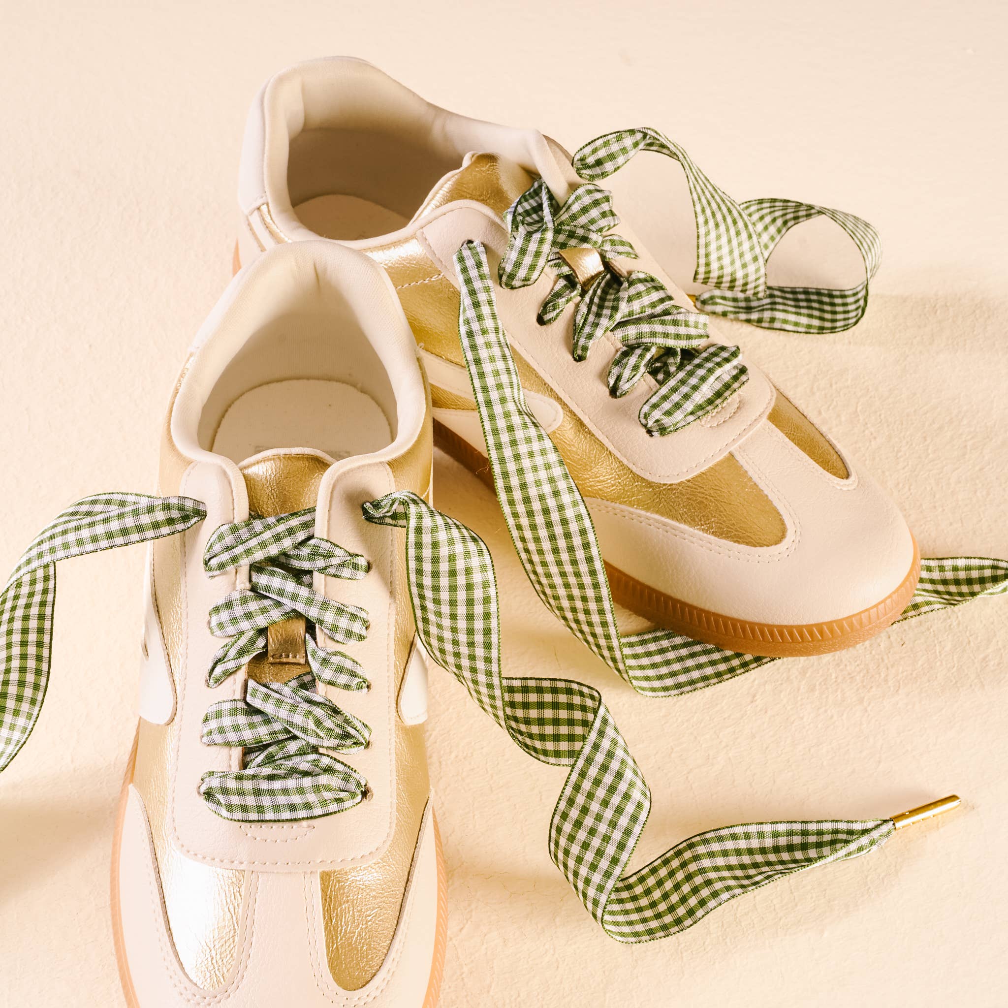 Gingham Green Step It Up Shoelaces