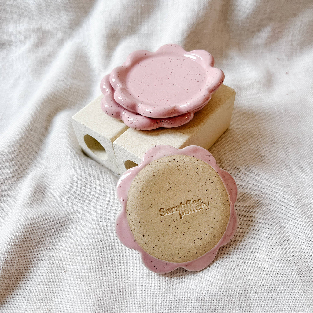 Mini Speckled Pink Petal Ceramic Dish
