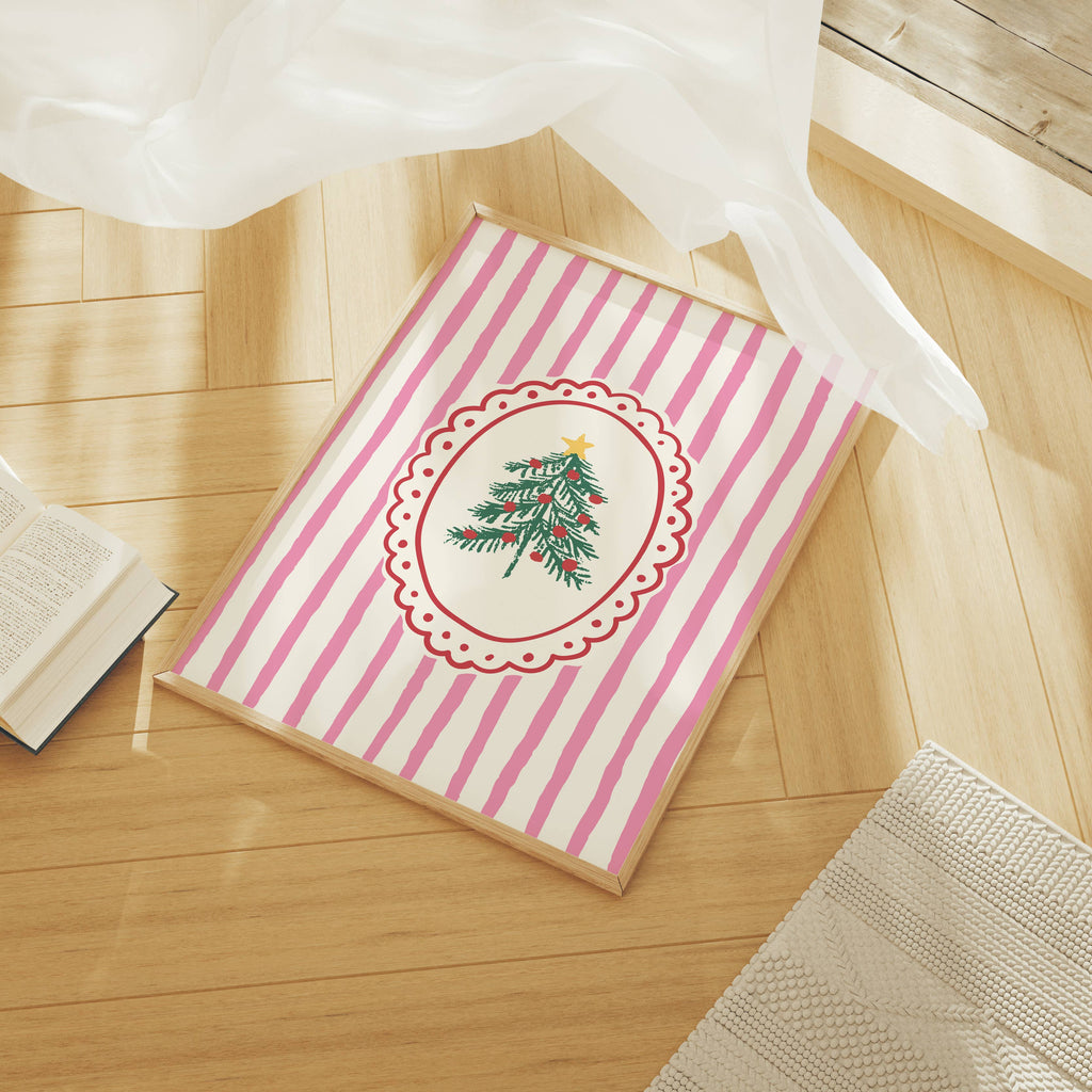 Large Frame Christmas Tree Pink Print