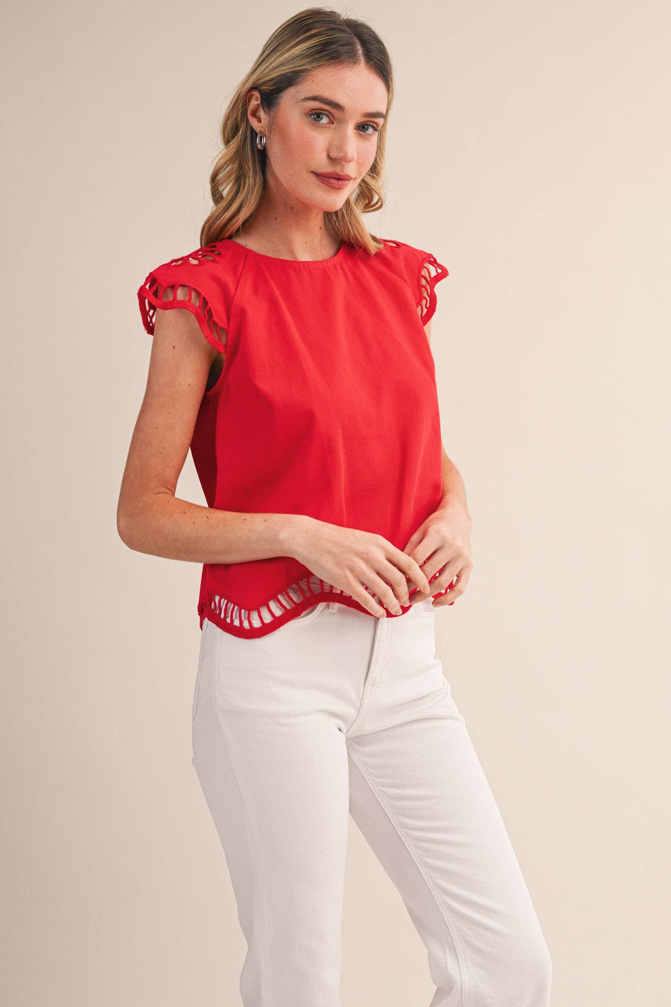 Tomato Red Cut Out Top