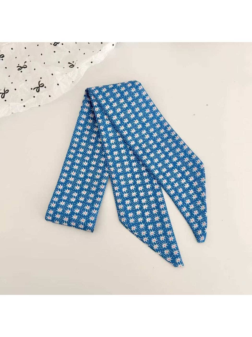 Blue Classic Repeat Print Skinny Scarf