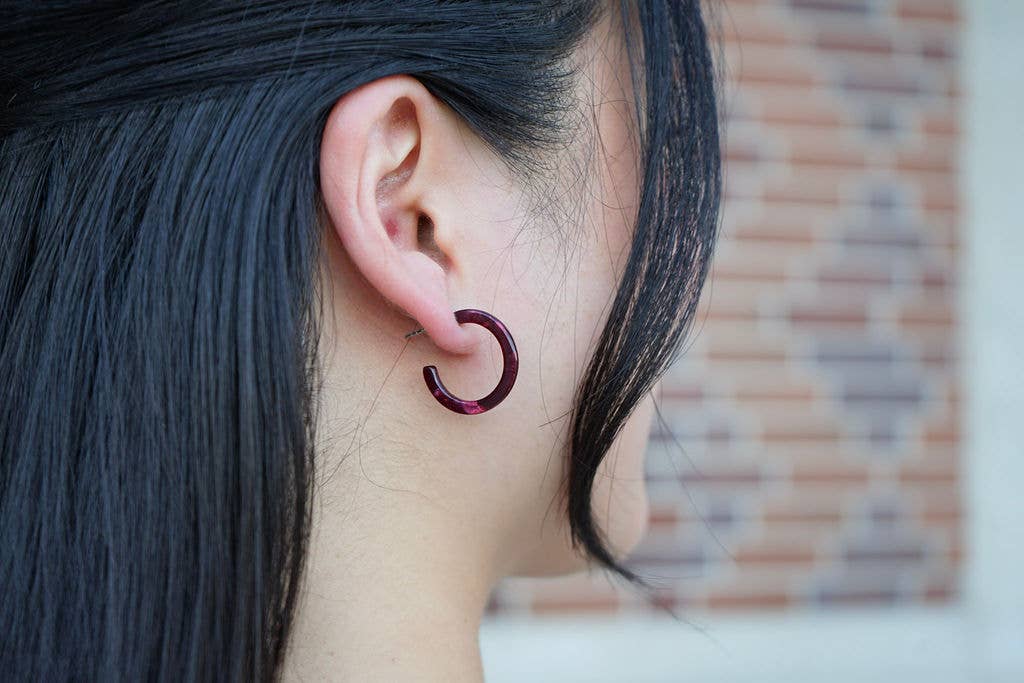 Maroon Cam Mini Hoops