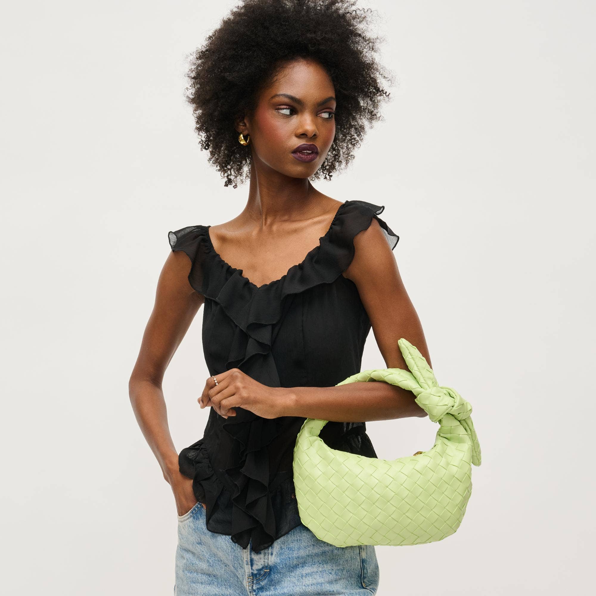 Pistachio Lizbeth Woven Knot Clutch