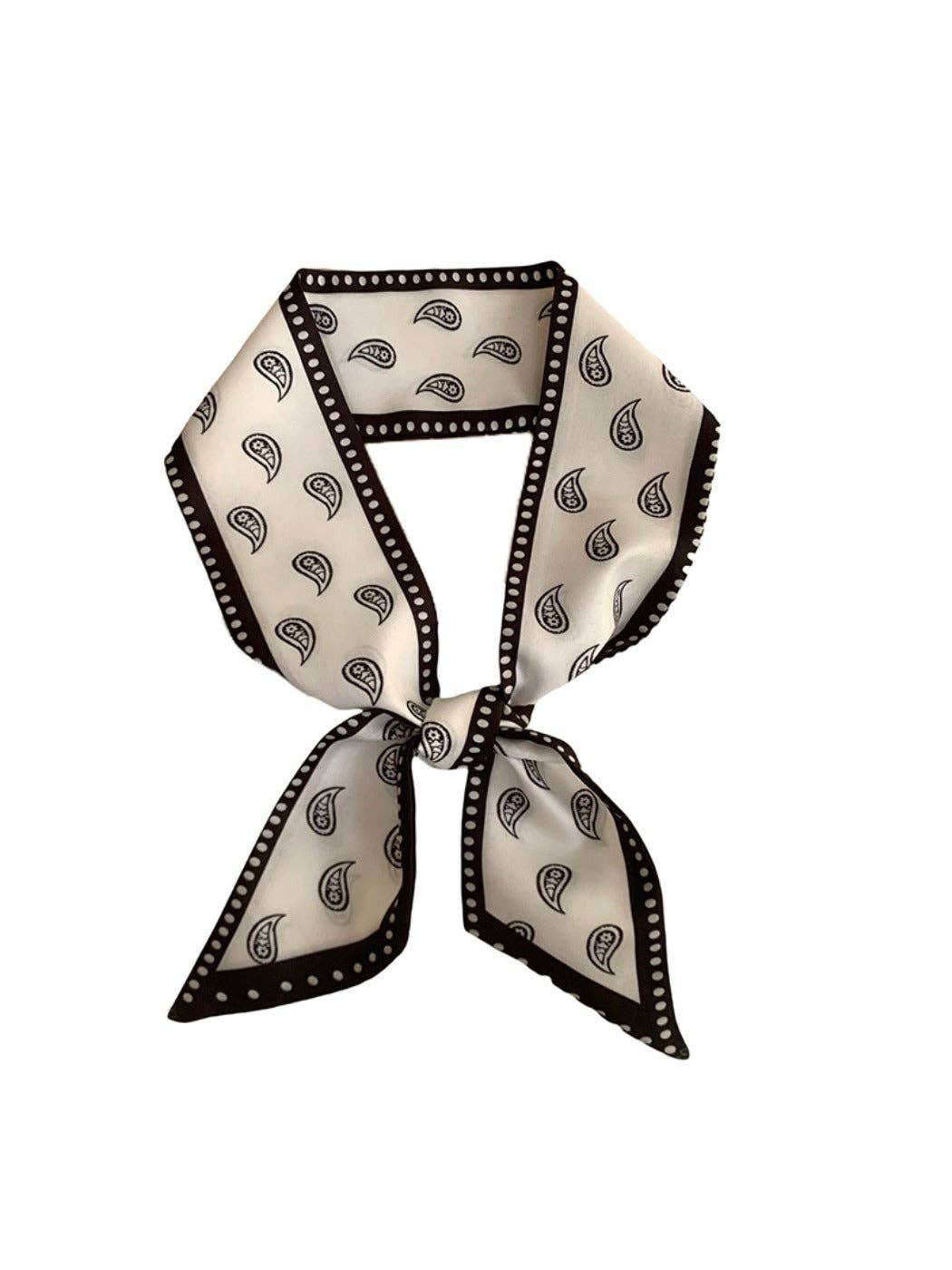 White French Elegance Vintage Paisley Slim Scarf