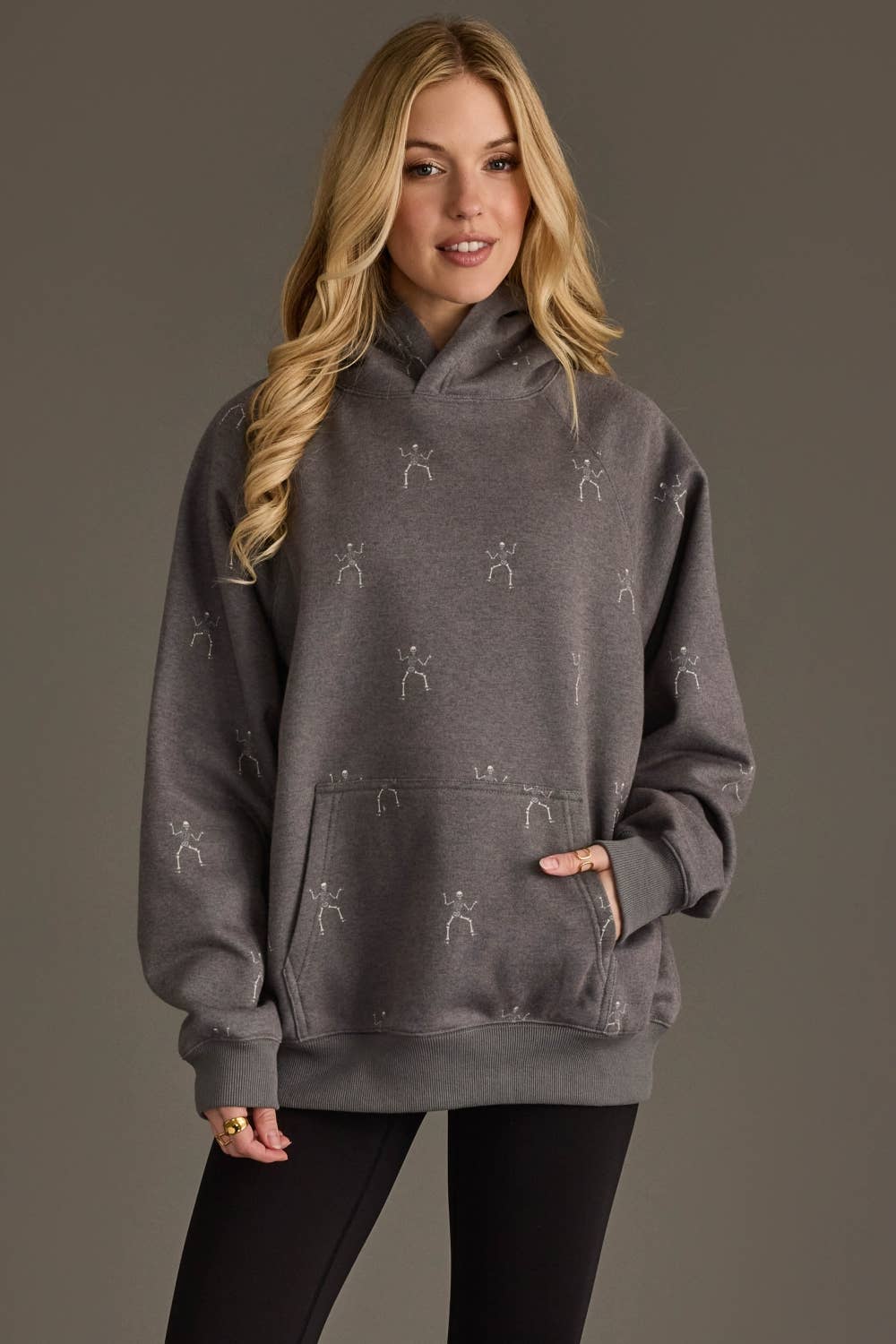 Charcoal Dancing Skeletons Hooded Sweatshirt