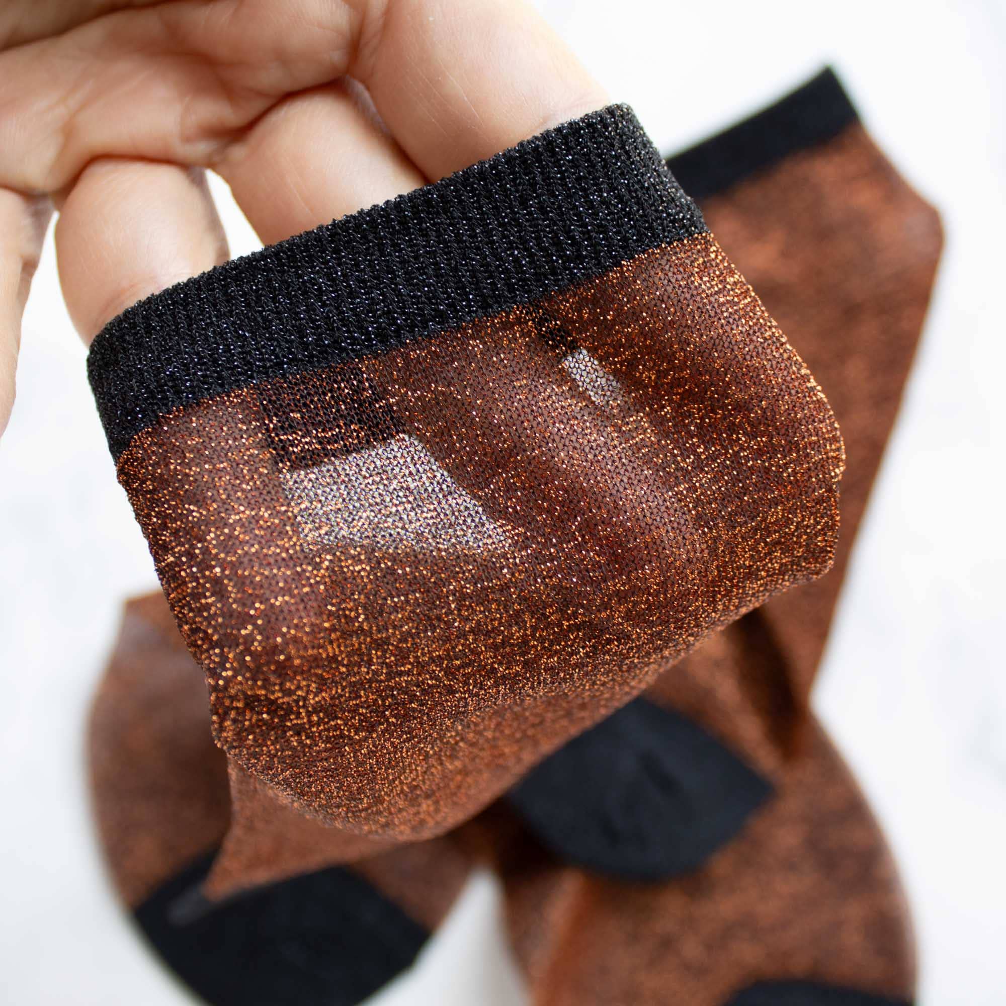 Rust & Black Women's Two Tone Glitters Socks