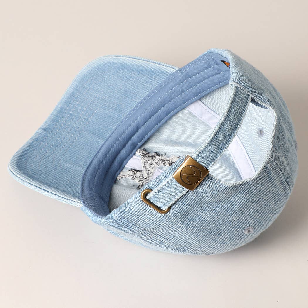 Denim Dalmatian Dog Embroidered Baseball Cap