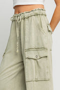 Plus Faded Olive Wide Leg Terry Pants