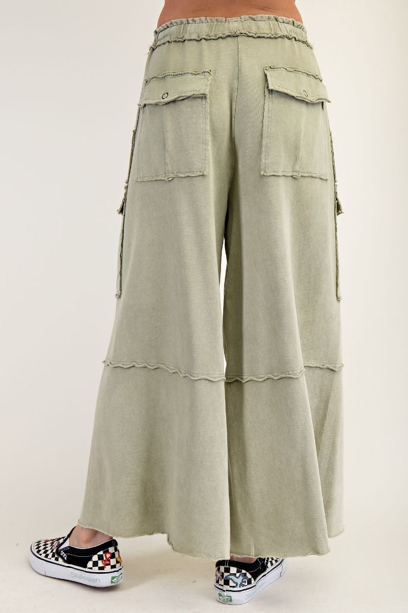 Plus Faded Olive Wide Leg Terry Pants