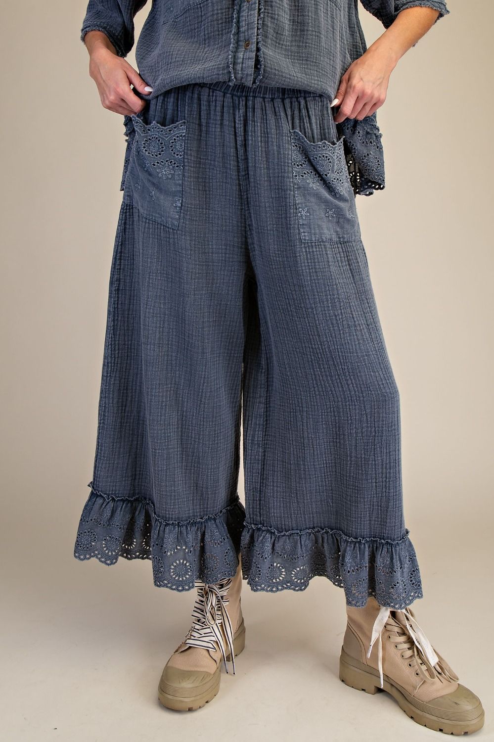 Plus Smoke Washed Cotton Gauze Bottoms