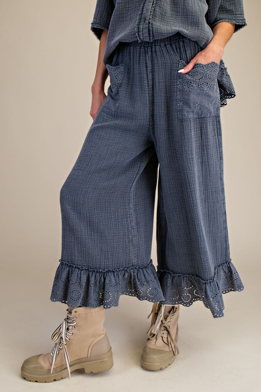 Smoke Washed Cotton Gauze Pants
