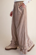 Plus Khaki Ruffle Bottom Corduroy Pants