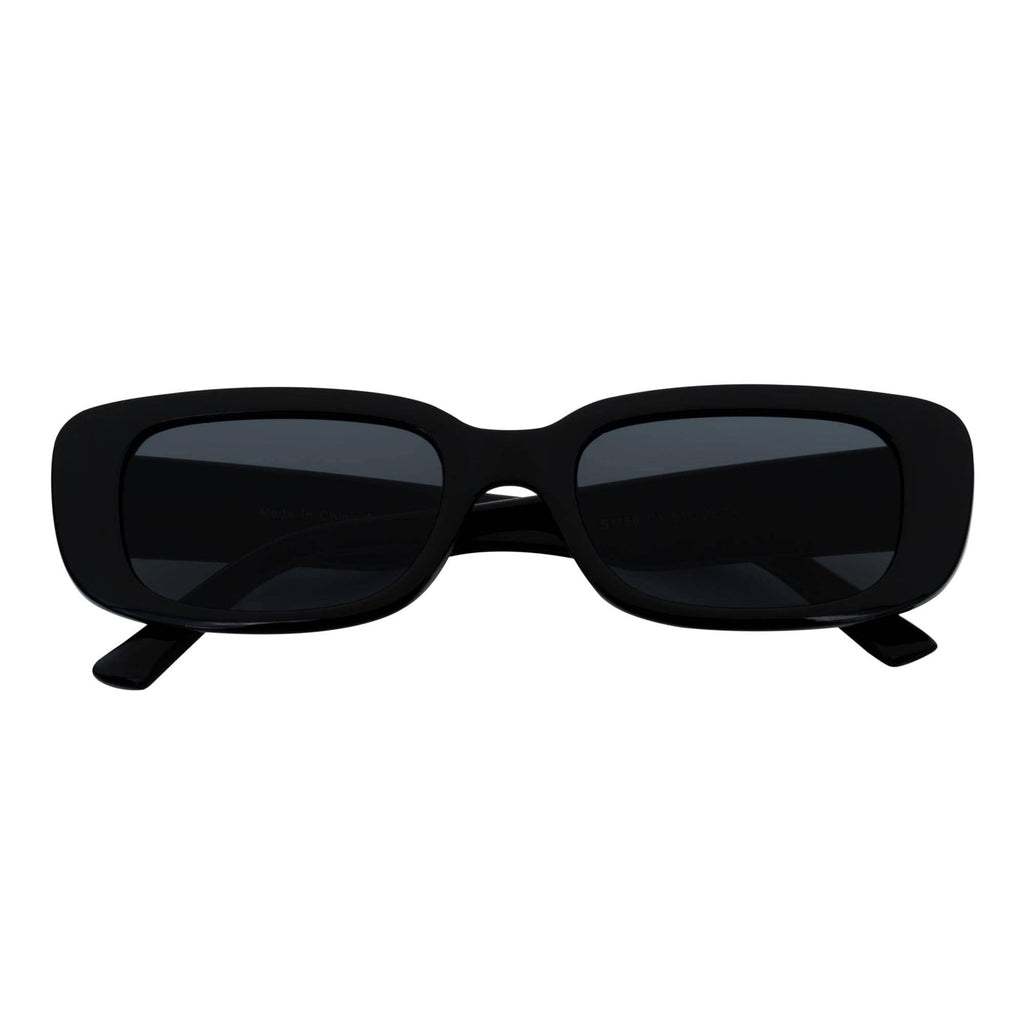 Gloss Black Smoke Small Rectangle Sunglasses