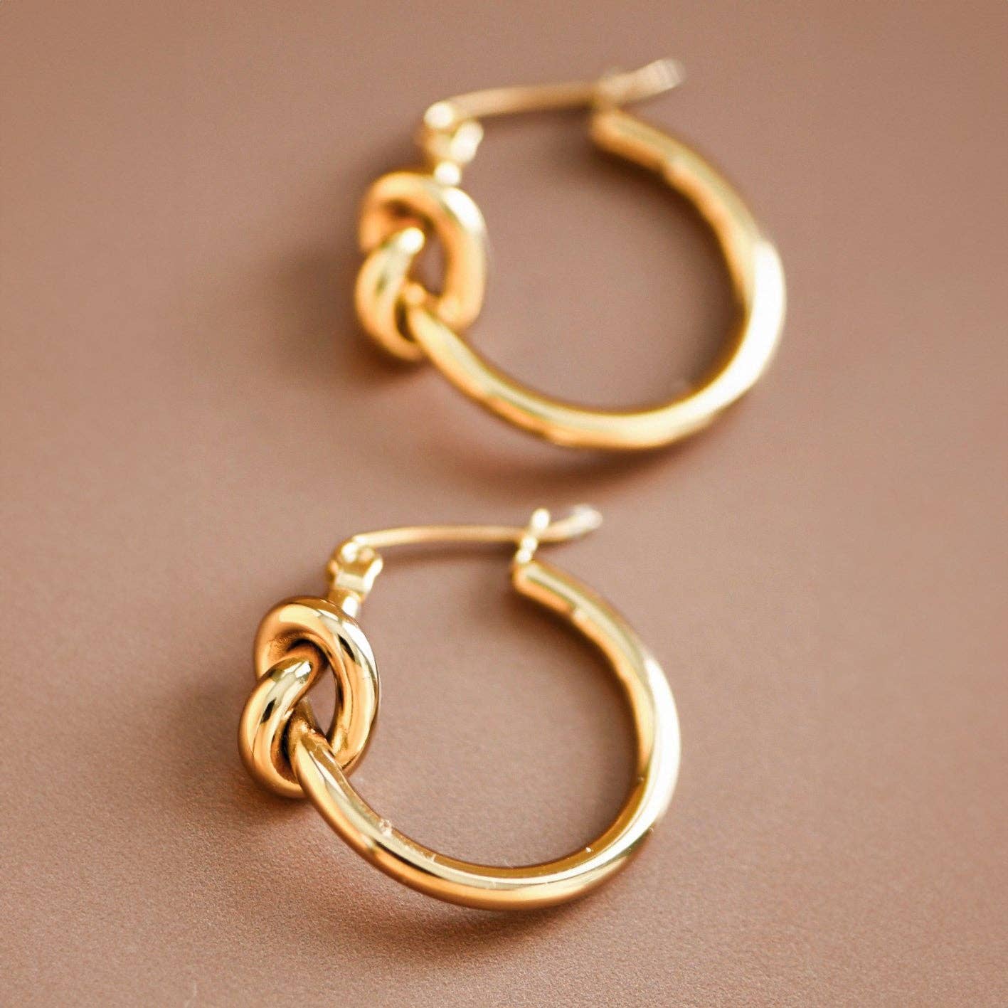 Gold Knot Stainless Steel Hoop Earrings