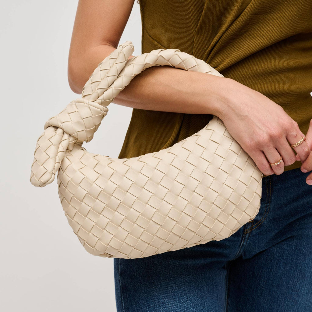 Oatmilk Lizbeth Woven Knot Clutch