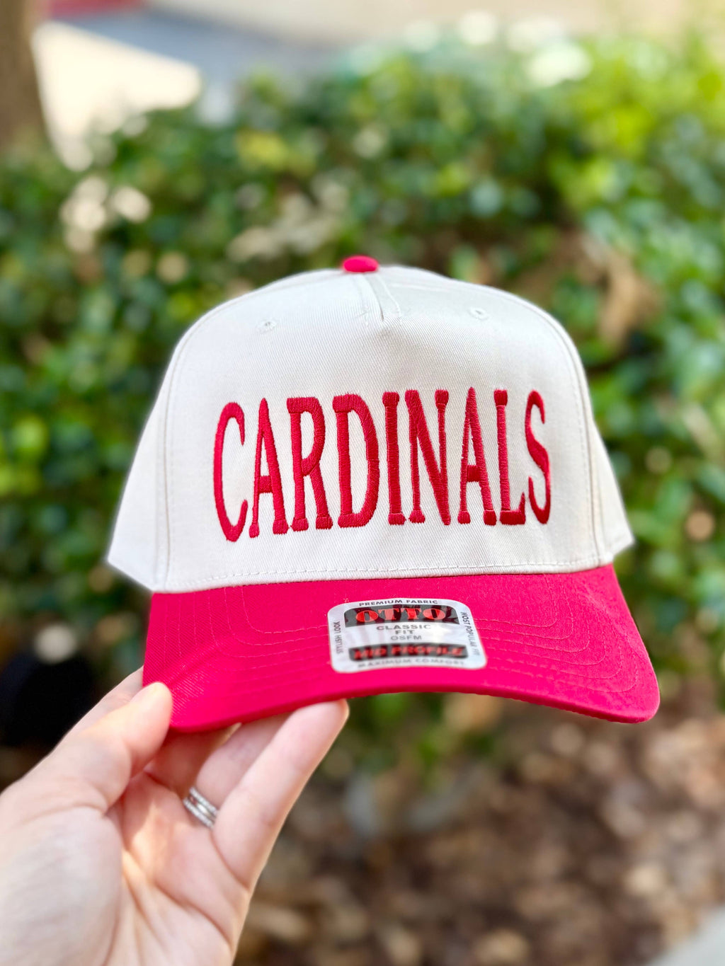 Natural & Red Cardinals Embroidered Hat