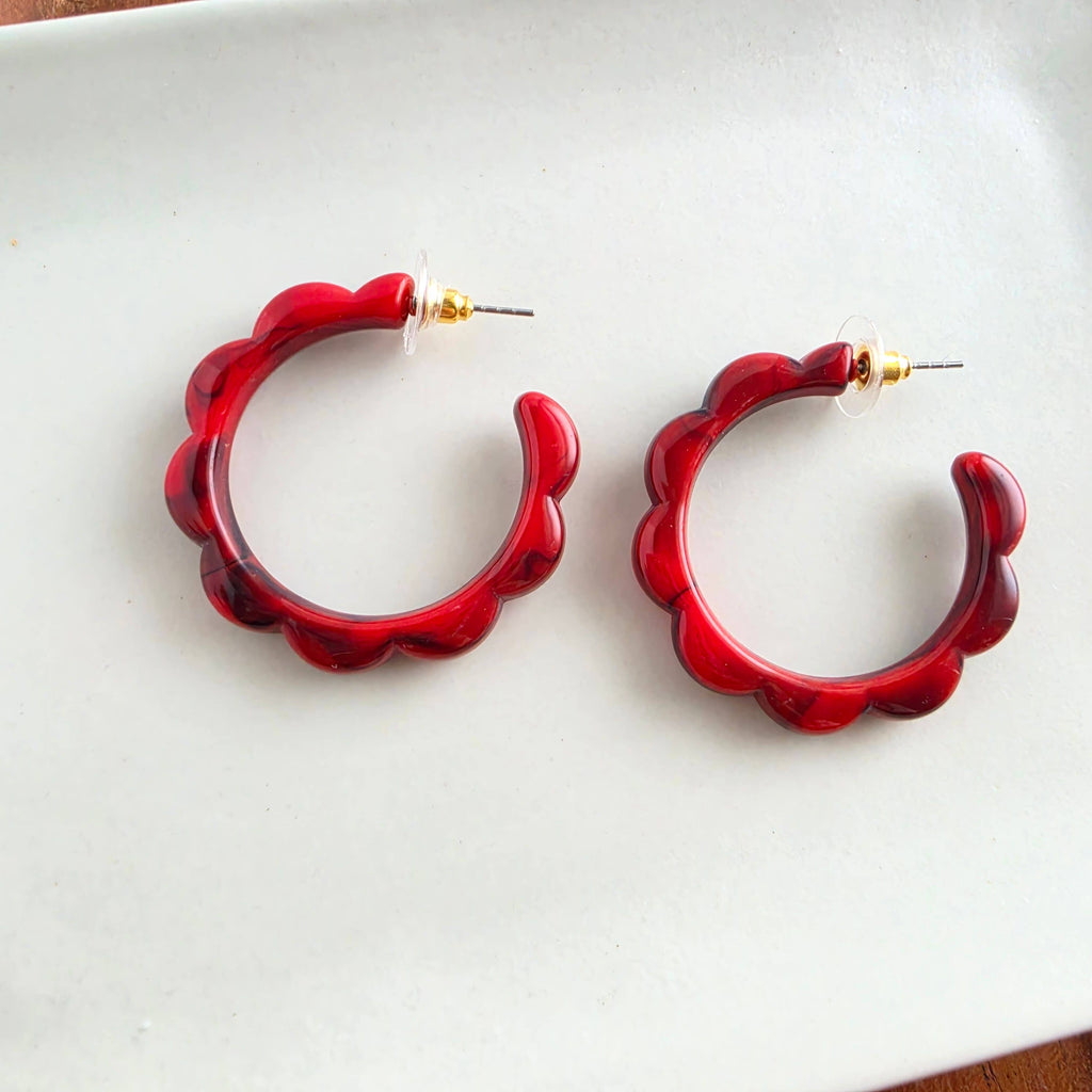 Crimson Red Scarlett Hoops